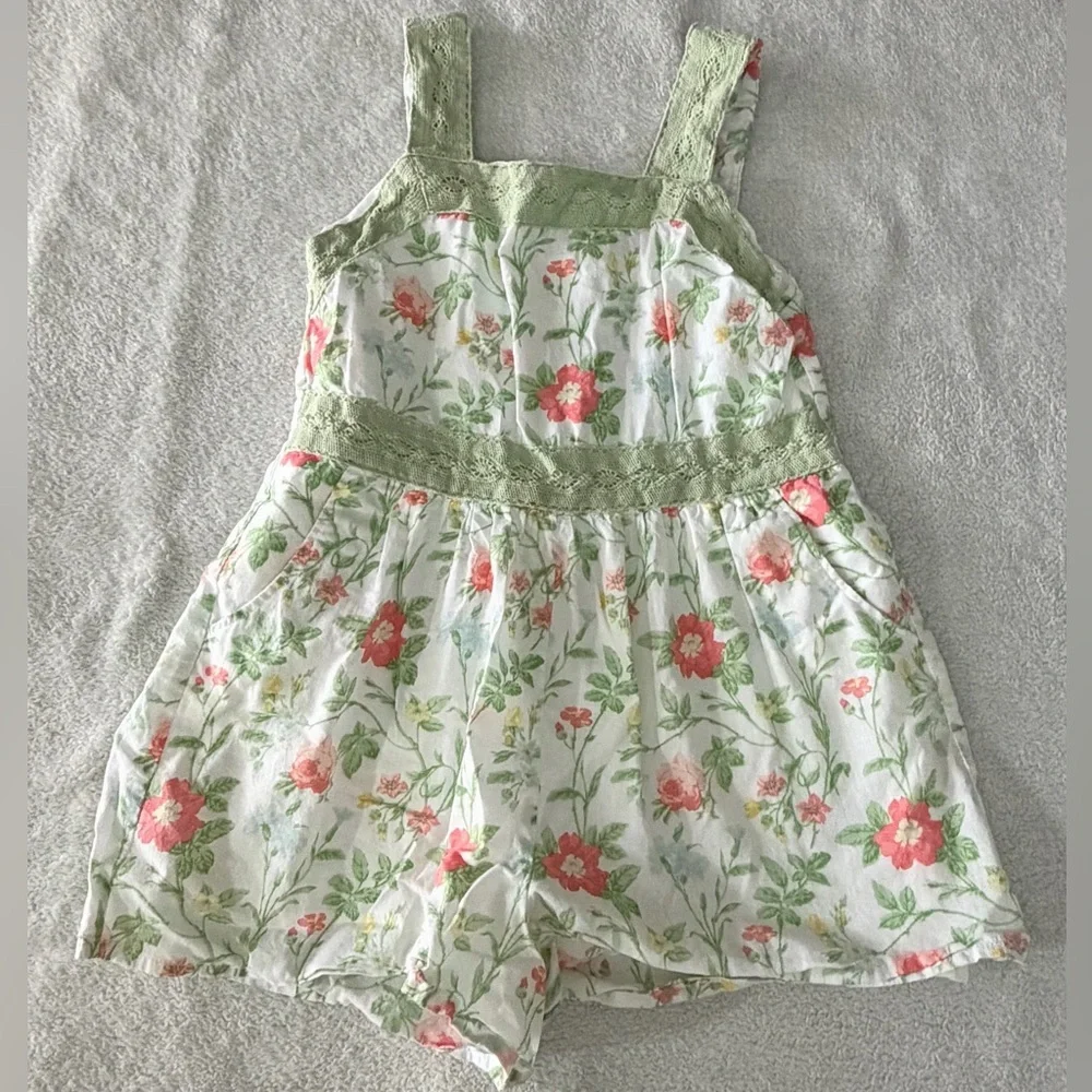 Janie and Jack | Floral Lace Trim Romper | Size 5